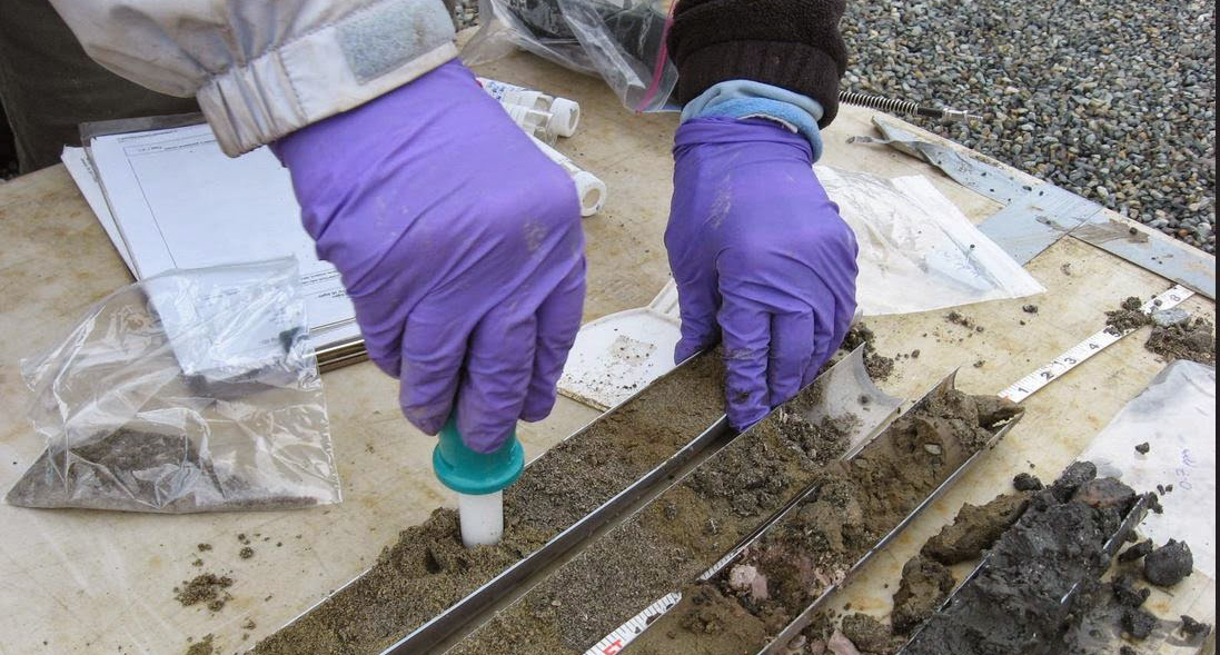 CFS experts sample soil cores for analysis